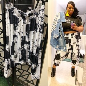 Stylish Asymmetrical Black and White Pants
